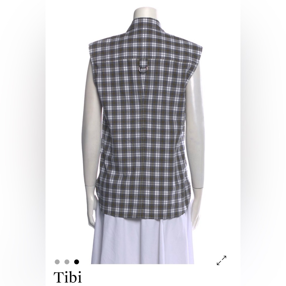 Tibi plaid asymmetric sleeveless button up shirt - Picture 3 of 5